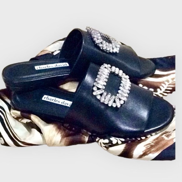 Charles David Jeweled Leather Sandals - Picture 2 of 9